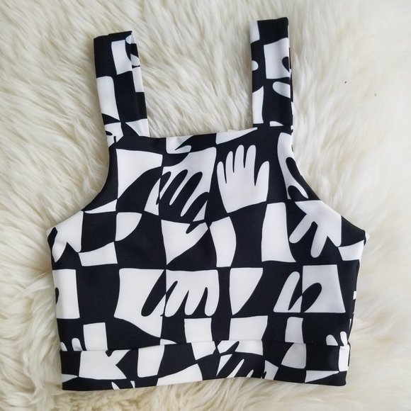 NWT Anthropologie | Hand print stretch workout top - Picture 6 of 13